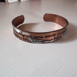 Copper Cuff Bracelet with Engraved Motivational Script